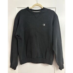 Vintage Y2K Champion Athletic Men's Medium Black Blank Crewneck Sweatshirt‎